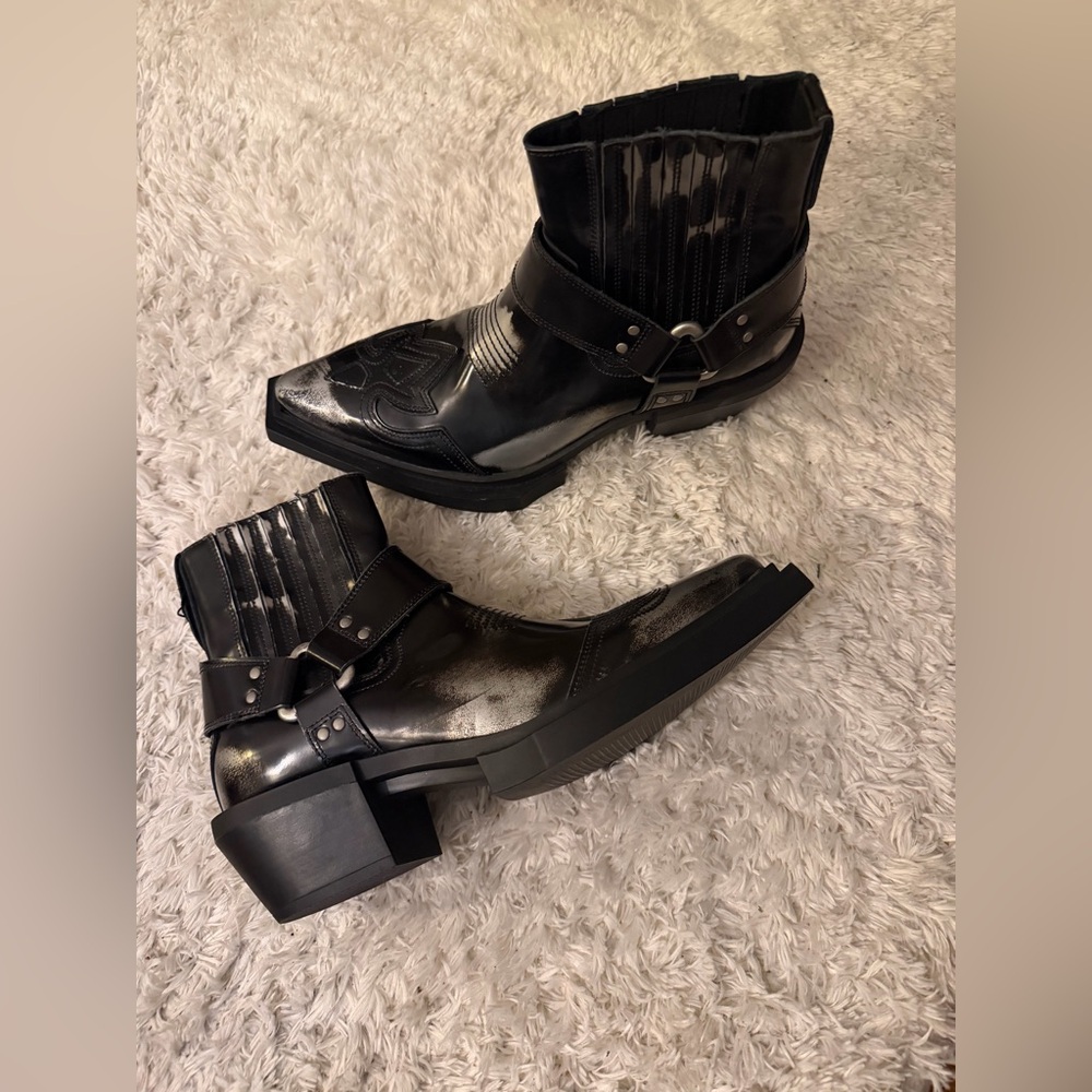 🆕🖤 ZARA  black cowboy boots style - Picture 9 of 11